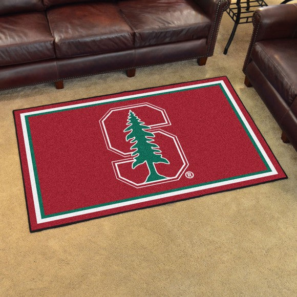 Stanford University Plush Rug - Color Logo  College Area Rug - Fan Rugs