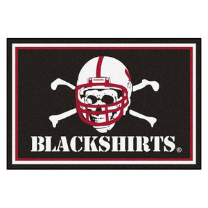 University of Nebraska - Blackshirts Alternate Logo Plush Rug  College Area Rug - Fan Rugs