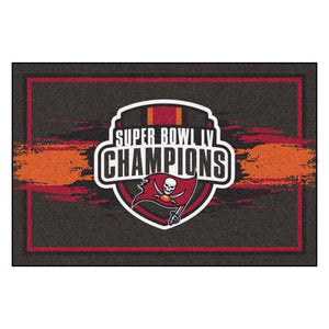 Tampa Bay Buccaneers Super Bowl LV Champions 5x8 Plush Rug