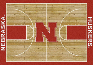 Nebraska University Basketball Court Rug  College Area Rug - Fan Rugs