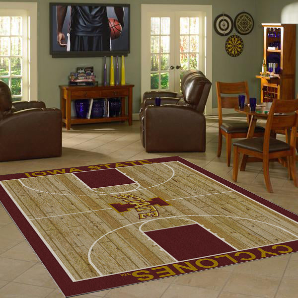 Iowa State University Basketball Court Rug  College Area Rug - Fan Rugs
