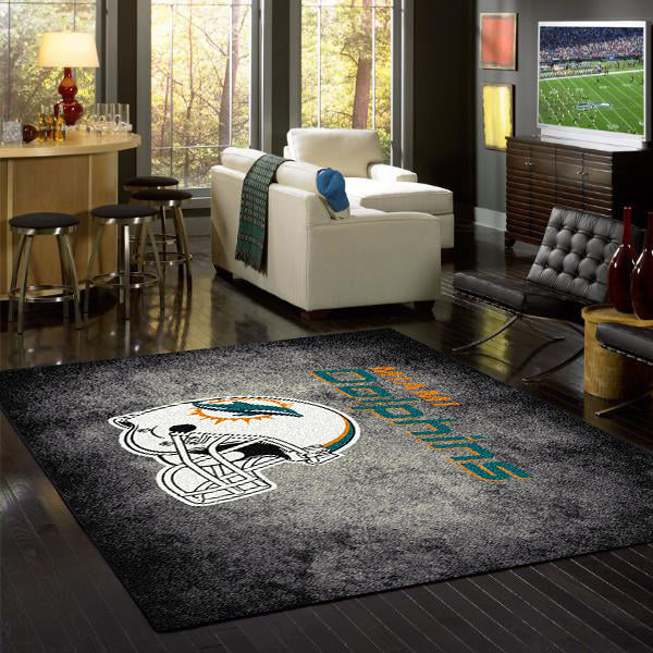 Miami Dolphins NFL Team Distressed Rug  NFL Area Rug - Fan Rugs