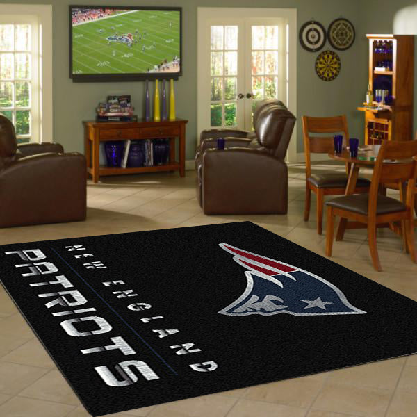 New England Patriots Chrome Area Rug  NFL Area Rug - Fan Rugs