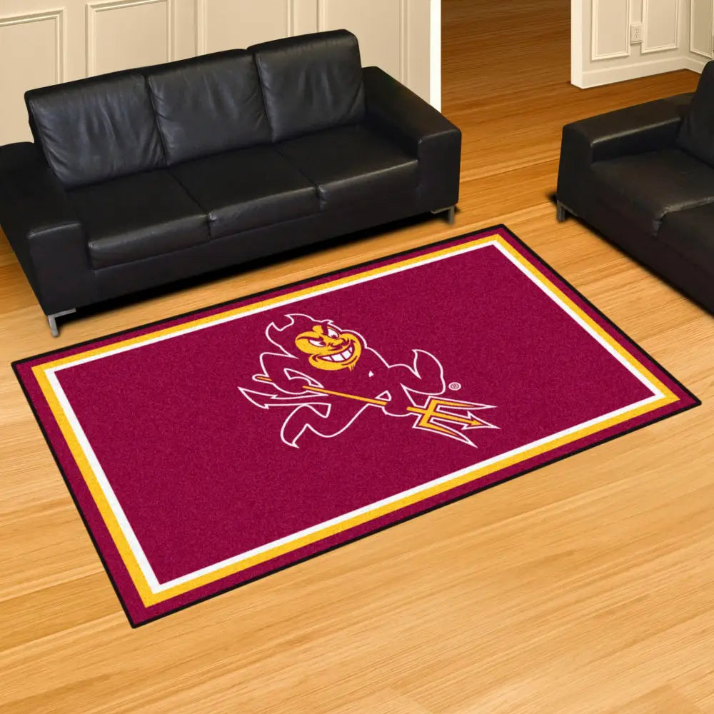 ASU -Arizona State University Sun Devils Mascot Plush Rug  College Area Rug - Fan Rugs