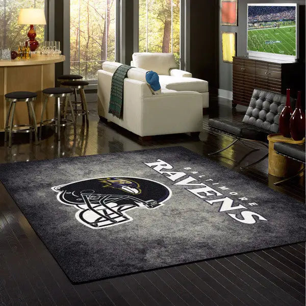 Baltimore Ravens NFL Team Distressed Rug  NFL Area Rug - Fan Rugs