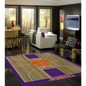 Clemson University Basketball Court Rug - College Area Rug