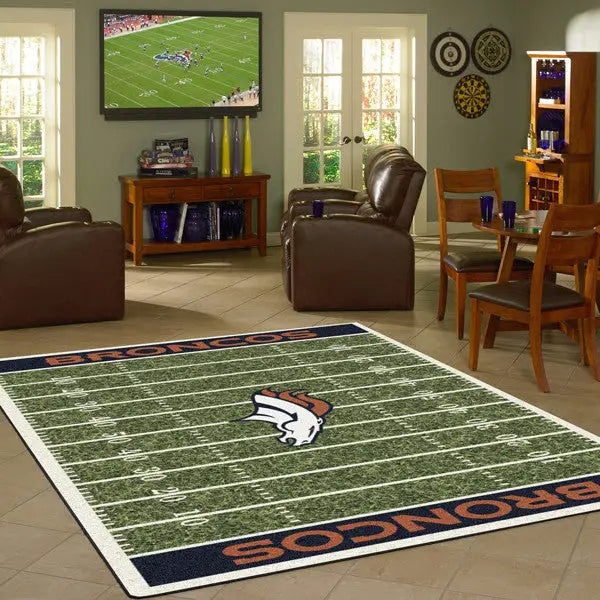 Denver Broncos NFL Football Field Rug - Fan Rugs