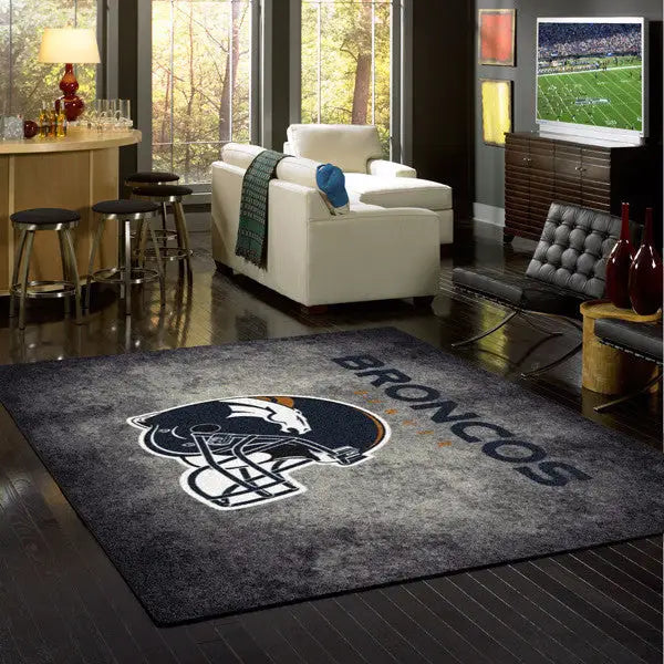 Denver Broncos NFL Team Distressed Rug  NFL Area Rug - Fan Rugs