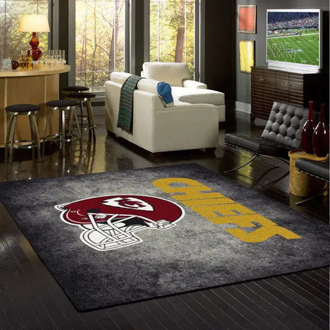 Kansas City Chiefs NFL Team Distressed Rug  NFL Area Rug - Fan Rugs