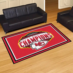 Kansas City Chiefs Super Bowl LIV Champions 5x8 Plush Rug  NFL Area Rug - Fan Rugs