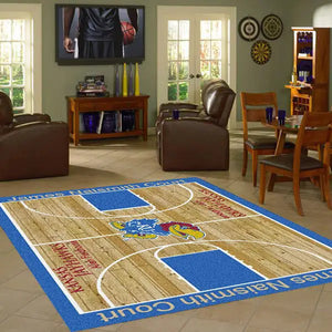 Kansas University Basketball Court Rug  College Area Rug - Fan Rugs