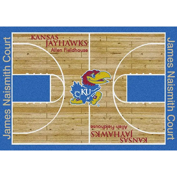 Kansas University Basketball Court Rug - Fan Rugs
