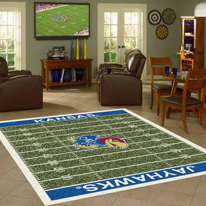 Kansas University Football Field Rug  College Area Rug - Fan Rugs