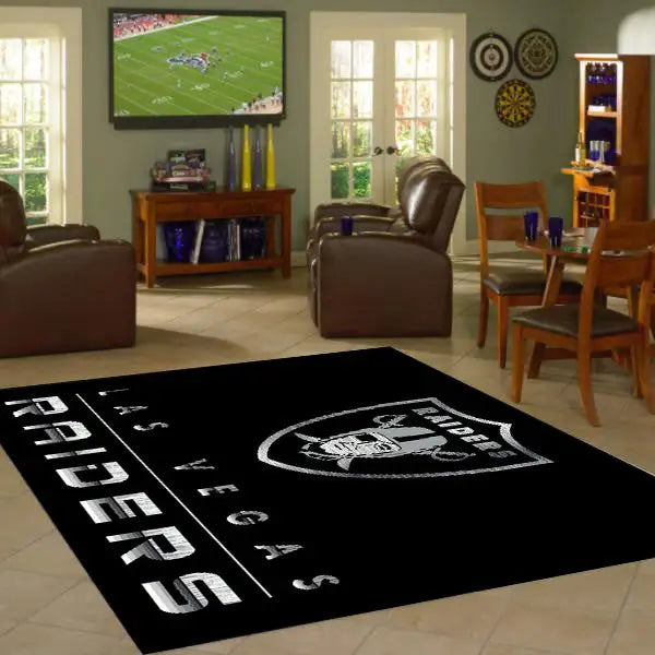 Las Vegas Raiders Chrome Area Rug  NFL Area Rug - Fan Rugs