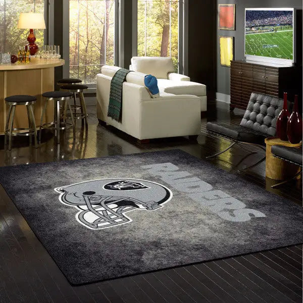 Las Vegas Raiders NFL Team Distressed Rug  NFL Area Rug - Fan Rugs