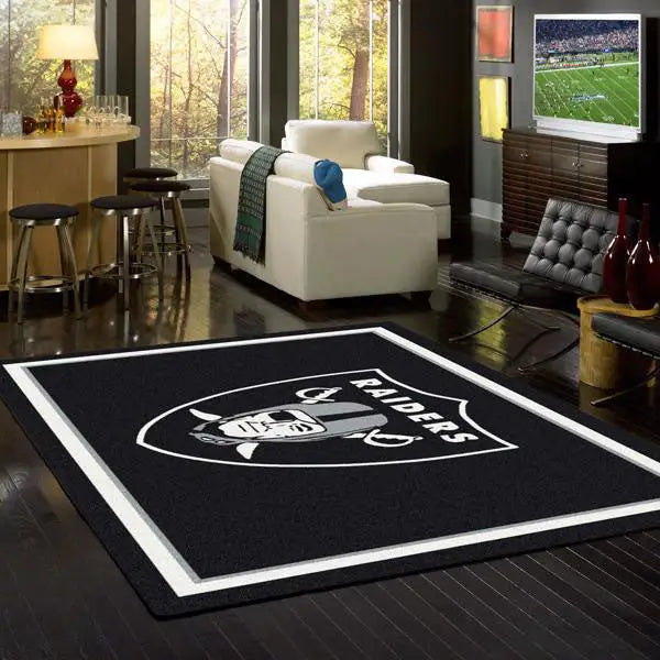 FANMATS Las Vegas Raiders Tailgater Rug - 5ft X 6ft Team Logo Area Rug For Home, Man Cave, Or Tailgating