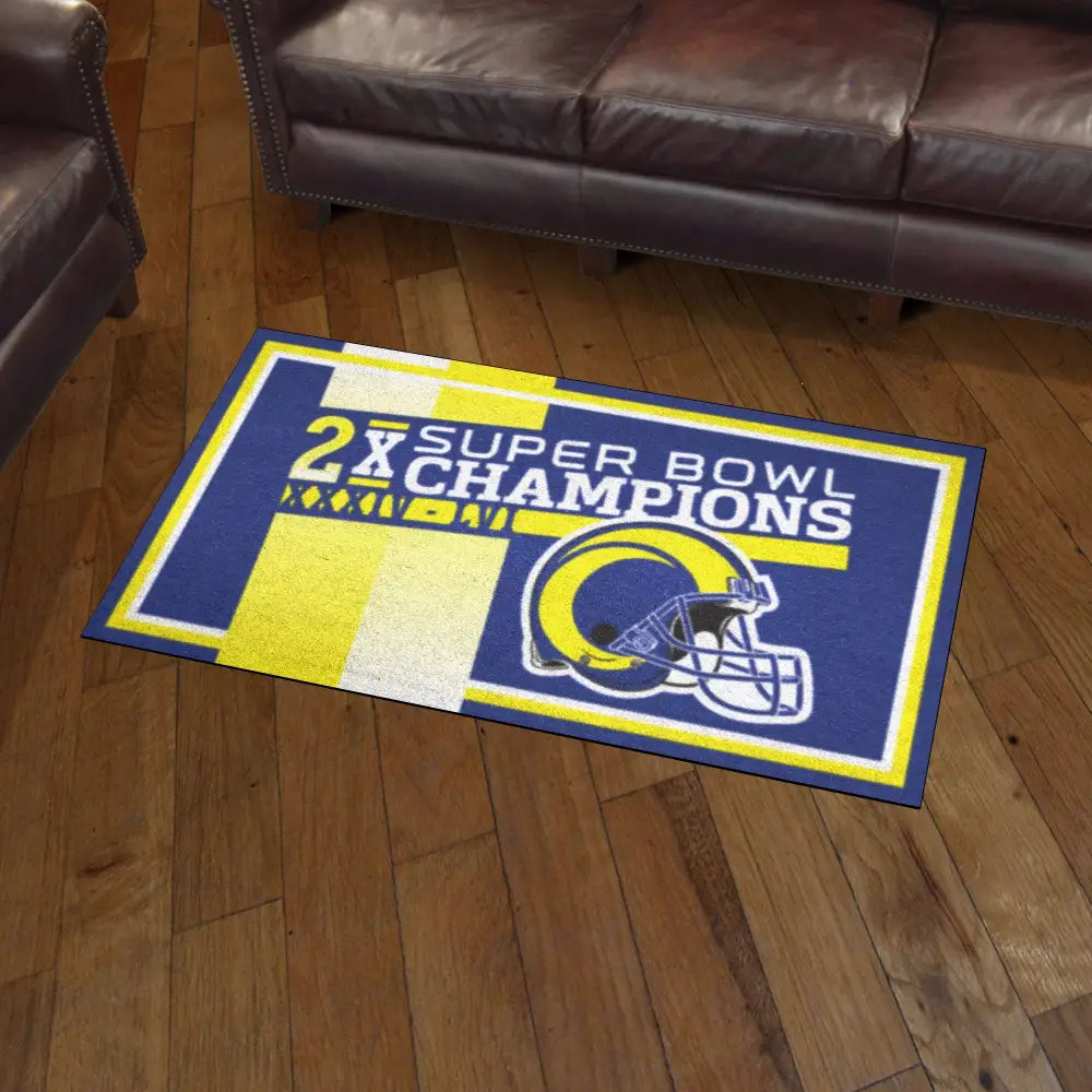 Los Angeles Rams Dynasty Plush Area Rug - 3’ x 5’ (36’’x 60’’) - NFL Area Rug