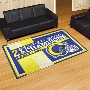 Los Angeles Rams Dynasty Plush Area Rug - 5’ x 8’ (59.5’’x88’’) - NFL Area Rug