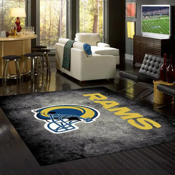 Los Angeles Rams NFL Team Distressed Rug  NFL Area Rug - Fan Rugs