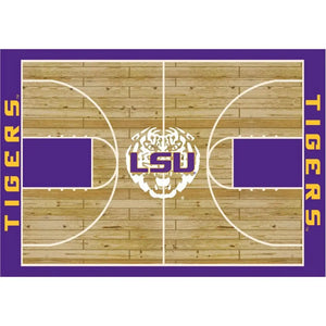 LSU University Basketball Court Rug - College Area Rug