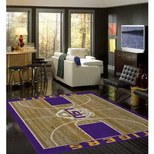 LSU University Basketball Court Rug - College Area Rug