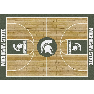 Michigan State University Basketball Court Rug  College Area Rug - Fan Rugs