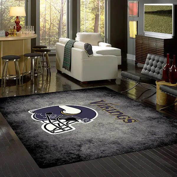 Minnesota Vikings NFL Team Distressed Rug  NFL Area Rug - Fan Rugs