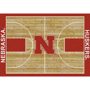 Nebraska University Basketball Court Rug  College Area Rug - Fan Rugs