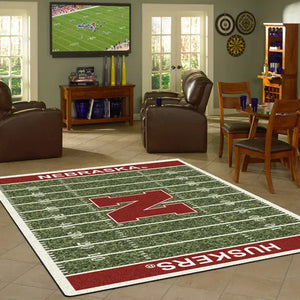 Nebraska University Football Field Rug  College Area Rug - Fan Rugs