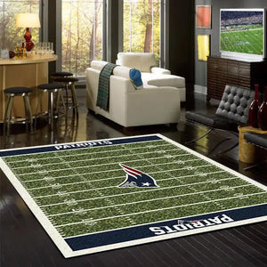 New England Patriots NFL Football Field Rug  NFL Area Rug - Fan Rugs