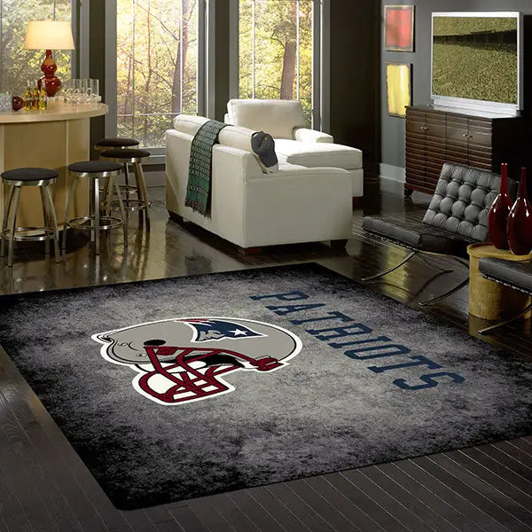 New England Patriots NFL Team Distressed Rug  NFL Area Rug - Fan Rugs