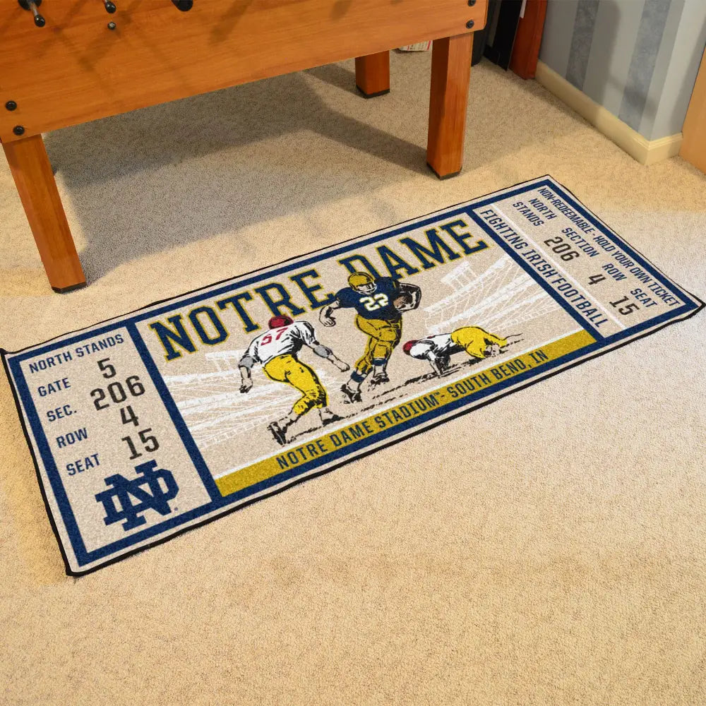 Notre Dame Ticket Runner - 30’’x72’’ - college ticket runner