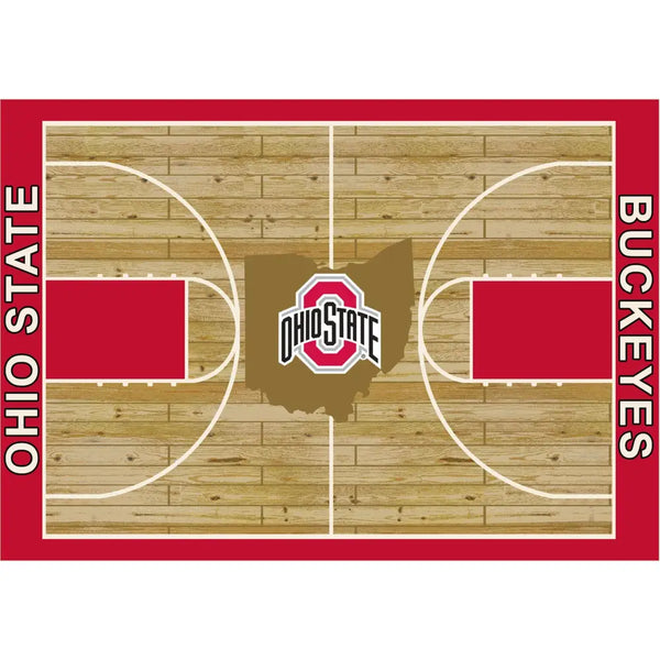 Ohio State University Basketball Court Rug - Fan Rugs