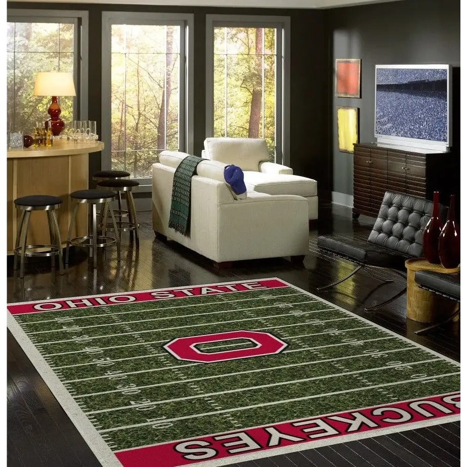 Ohio State University Football Field Rug - College Area Rug