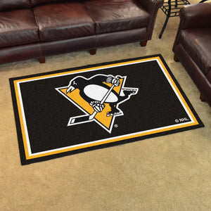 Pittsburgh Penguins Plush Rug - 4’x6’ (44’’x71’’) - NHL Area Rug