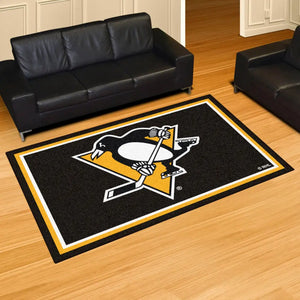 Pittsburgh Penguins Plush Rug - 5’x8’ (59.5’’x88’’) - NHL Area Rug