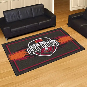 Tampa Bay Buccaneers Super Bowl LV Champions 5x8 Plush Rug - 5’ x 8’ (59.5’’x88’’) - NFL Area Rug