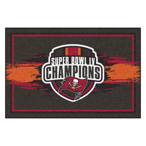 Tampa Bay Buccaneers Super Bowl LV Champions 5x8 Plush Rug - 5’ x 8’ (59.5’’x88’’) - NFL Area Rug