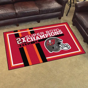 Tampa Bay Buccaneers Super Bowl LV Champions Dynasty Plush Rug - 4’ x 6’ (44’’x71’’) - NFL Area Rug