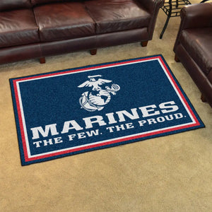 U.S. Marines Blue Logo Ultra Plush Area Rug  NFL Area Rug - Fan Rugs