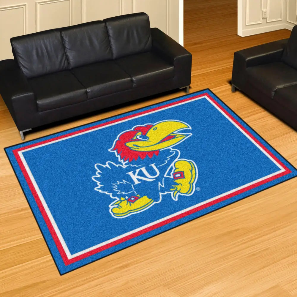 University of Kansas Ultra Plush Rug  College Area Rug - Fan Rugs