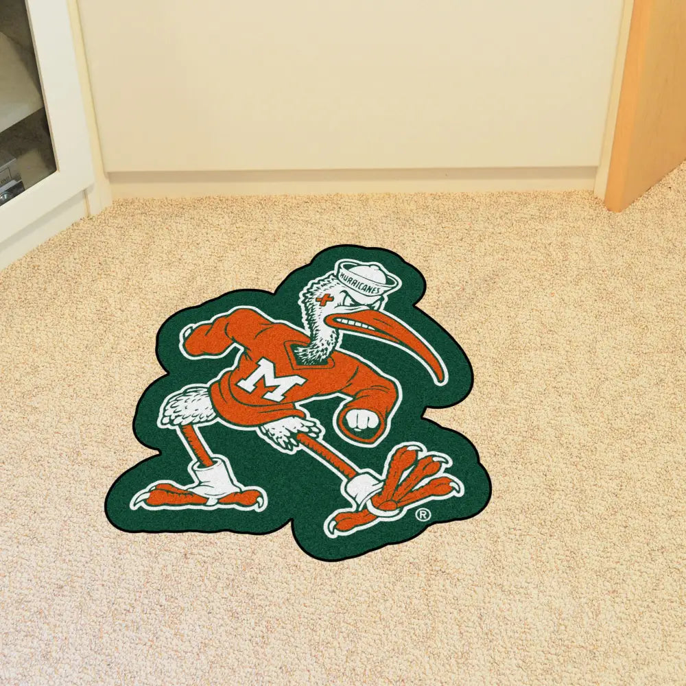 University of Miami Mascot Mat - 31’’ x 30’’ - College Mascot Matt