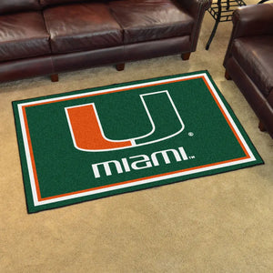 University of Miami Plush Rug  College Area Rug - Fan Rugs