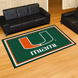 University of Miami Plush Rug  College Area Rug - Fan Rugs