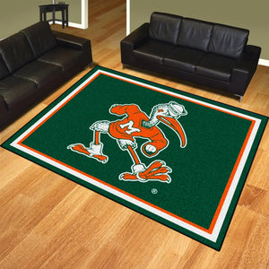 University of Miami "Sebastian the Ibis" Logo Plush Rug  College Area Rug - Fan Rugs