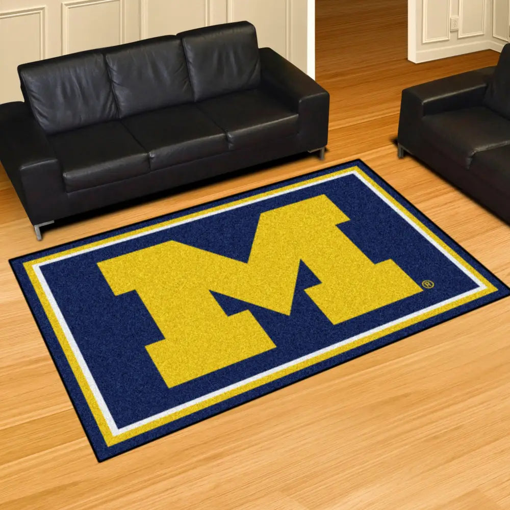 University of Michigan Plush Rug  College Area Rug - Fan Rugs