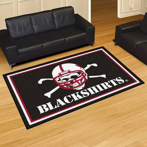 University of Nebraska - Blackshirts Alternate Logo Plush Rug  College Area Rug - Fan Rugs