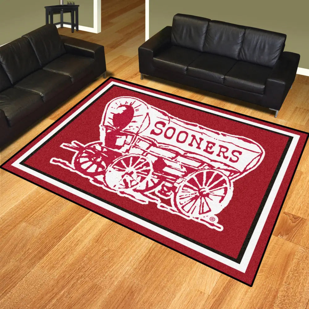 University of Oklahoma Sooners Wagon Plush Rug  College Area Rug - Fan Rugs