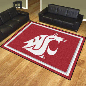 Washington State University Plush Rug - 8’x10’ (87’’x117’’) - College Area Rug