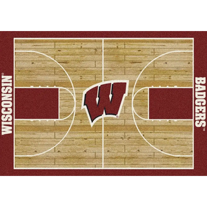 Wisconsin University Basketball Court Rug  College Area Rug - Fan Rugs